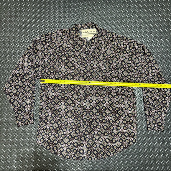 Vintage MAXX FM Shirt Mens Size Large Geometric Abstract Print Rayon Top 90s USA - Picture 6 of 10